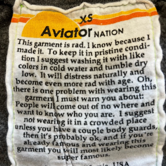 Aviator Nation Gray Cropped Hoodie with Rainbow and Lightning Bolt - Picture 12 of 14